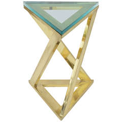 Brass and Glass Top Side Table by Pace Collection, USA