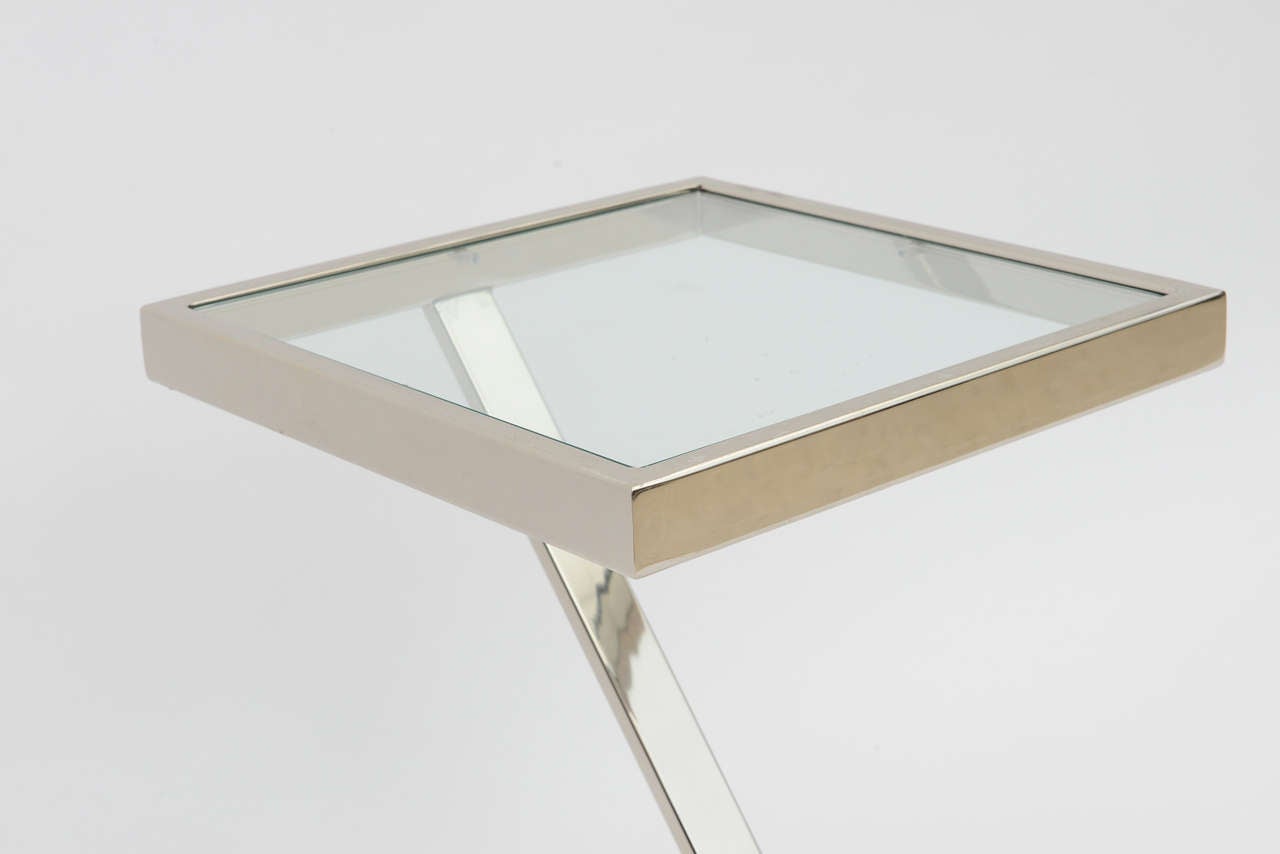 American Modern Chrome and Glass Side Table, Pace Collection For Sale 3