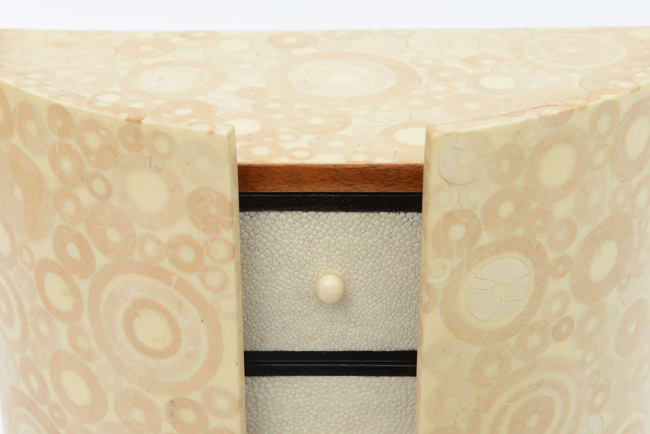 French Bone, Shagreen and Mahogany Jewelry Box or Small Cabinet by R & Y Augousti For Sale