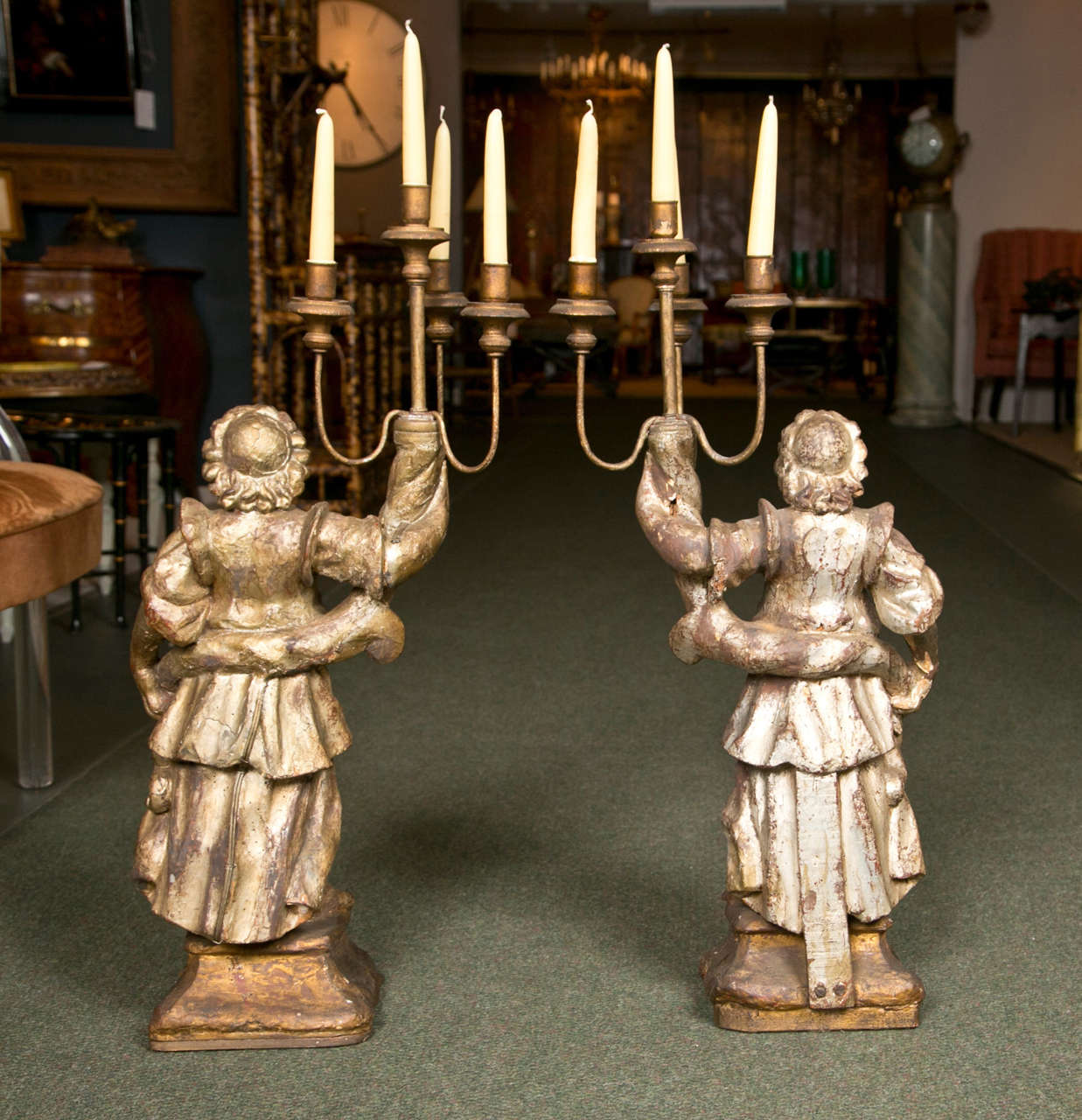 Italian Carved Gilt Candelabra For Sale 2