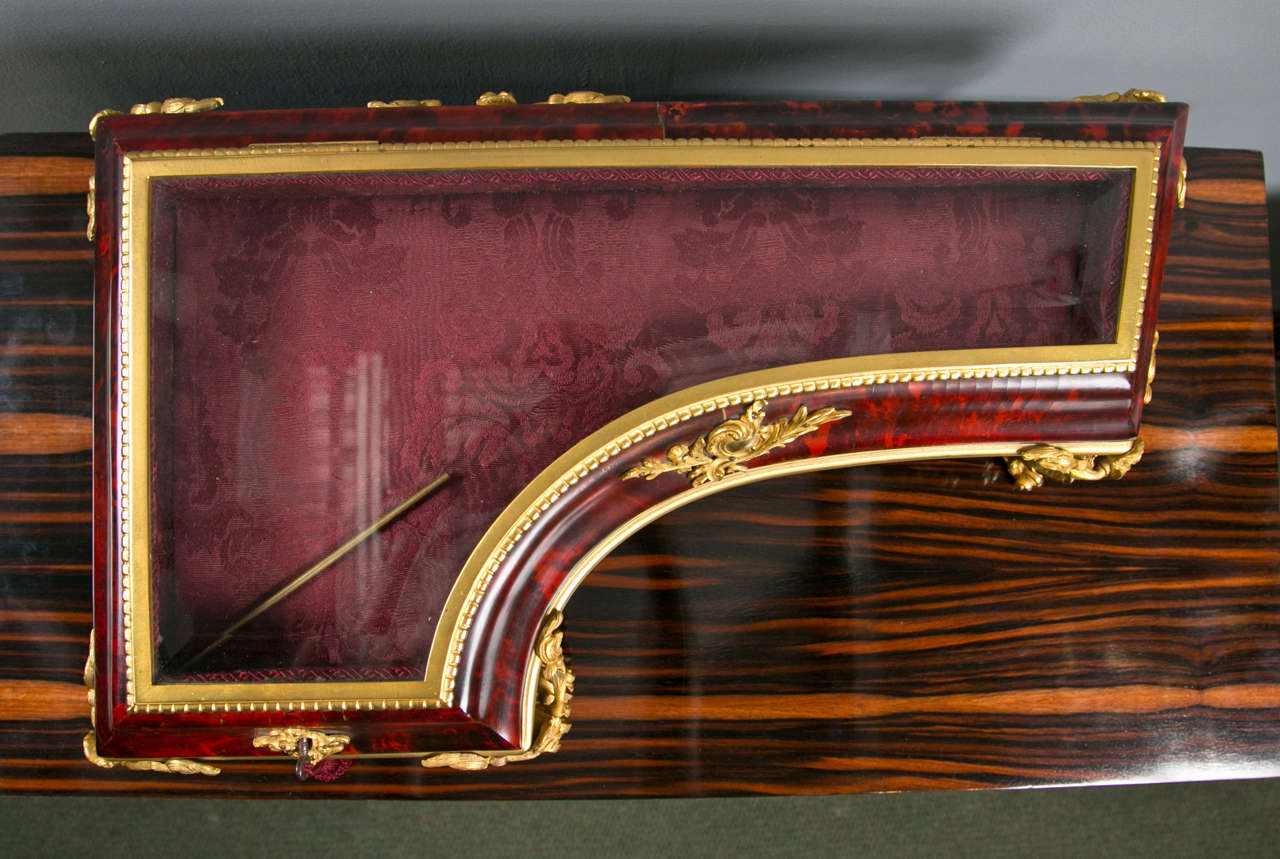 Glass Antique Tortoise Shell Piano Shape Table Top Vitrine