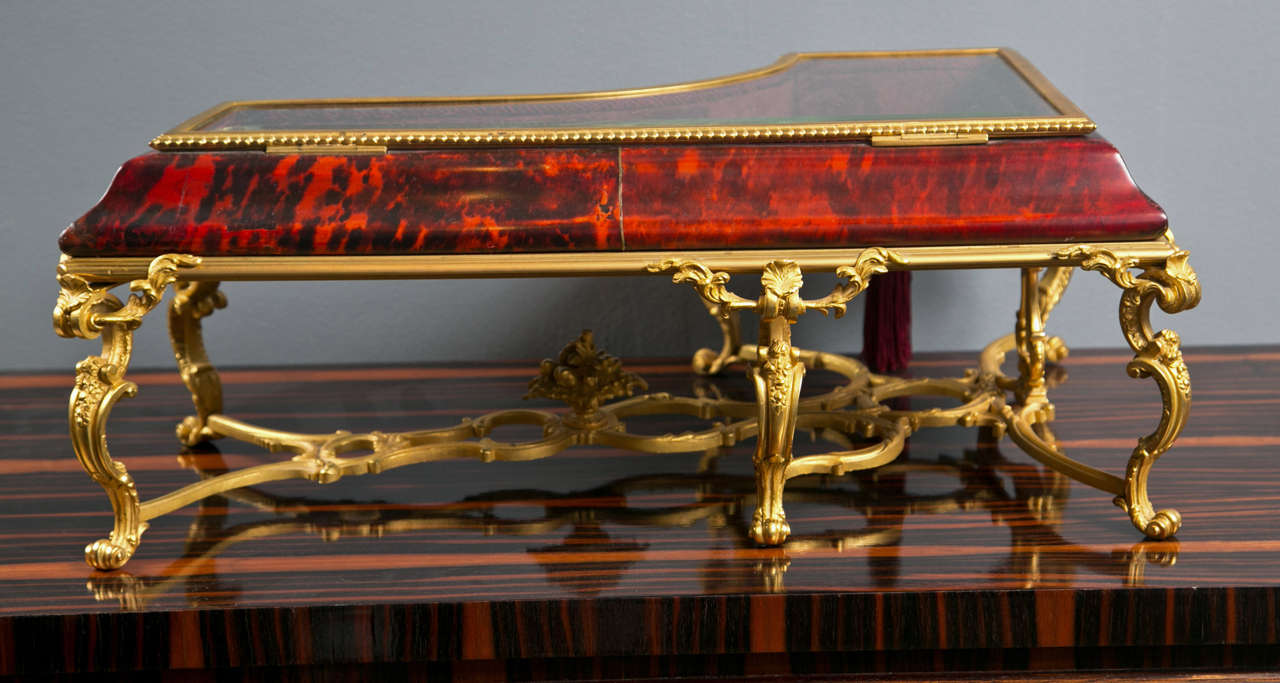 Antique Tortoise Shell Piano Shape Table Top Vitrine 1