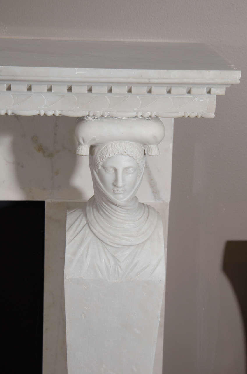 19th Century A French (or Italian) Directoire Period Marble Fireplace Mantel For Sale