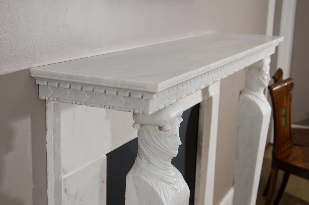 A French (or Italian) Directoire Period Marble Fireplace Mantel For Sale 1