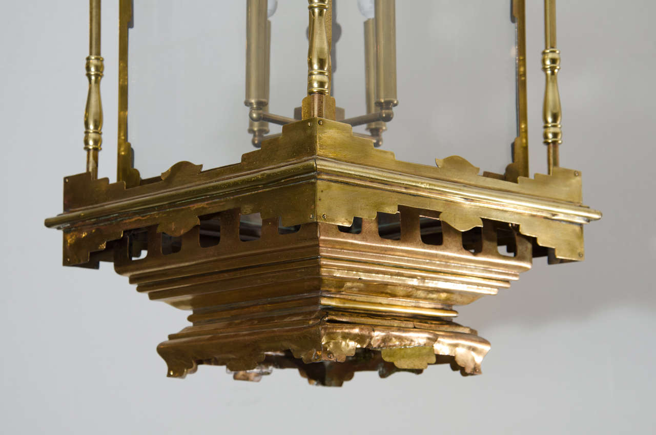 British Antique Regency Brass Hall Lantern For Sale