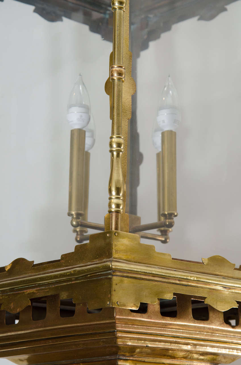 19th Century Antique Regency Brass Hall Lantern For Sale