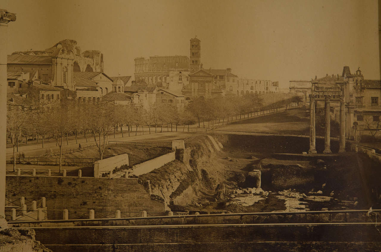 Rare Large 19th Century Photographic View of the Forum, Rome 1