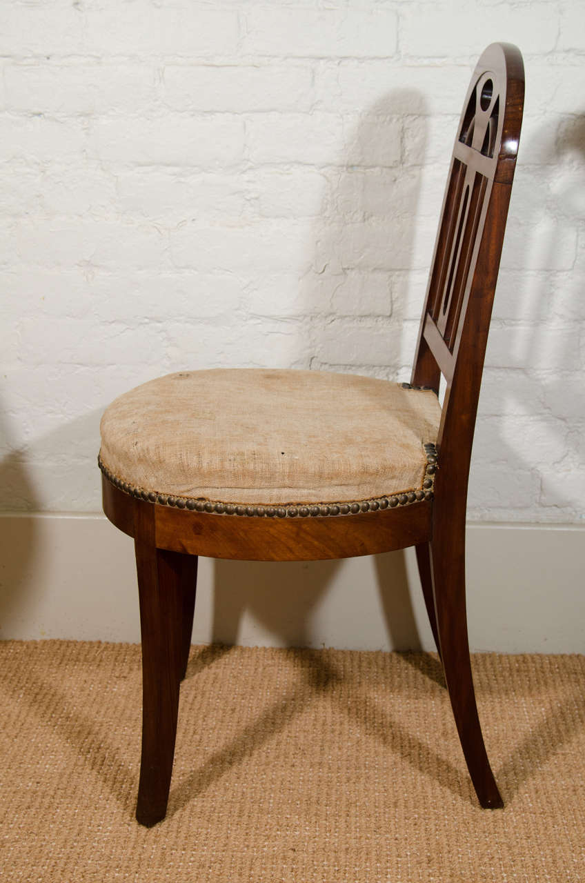Mid-20th Century Set of Four French Art Deco Mahogany Side Chairs For Sale