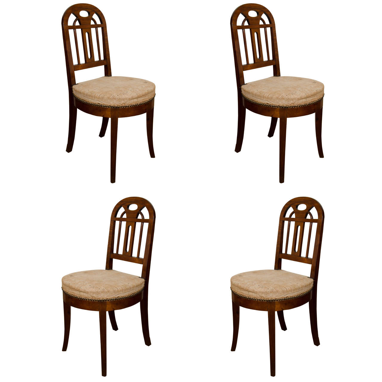 Set of Four French Art Deco Mahogany Side Chairs For Sale