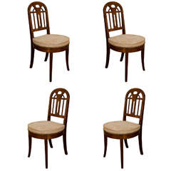 Set of Four French Art Deco Mahogany Side Chairs