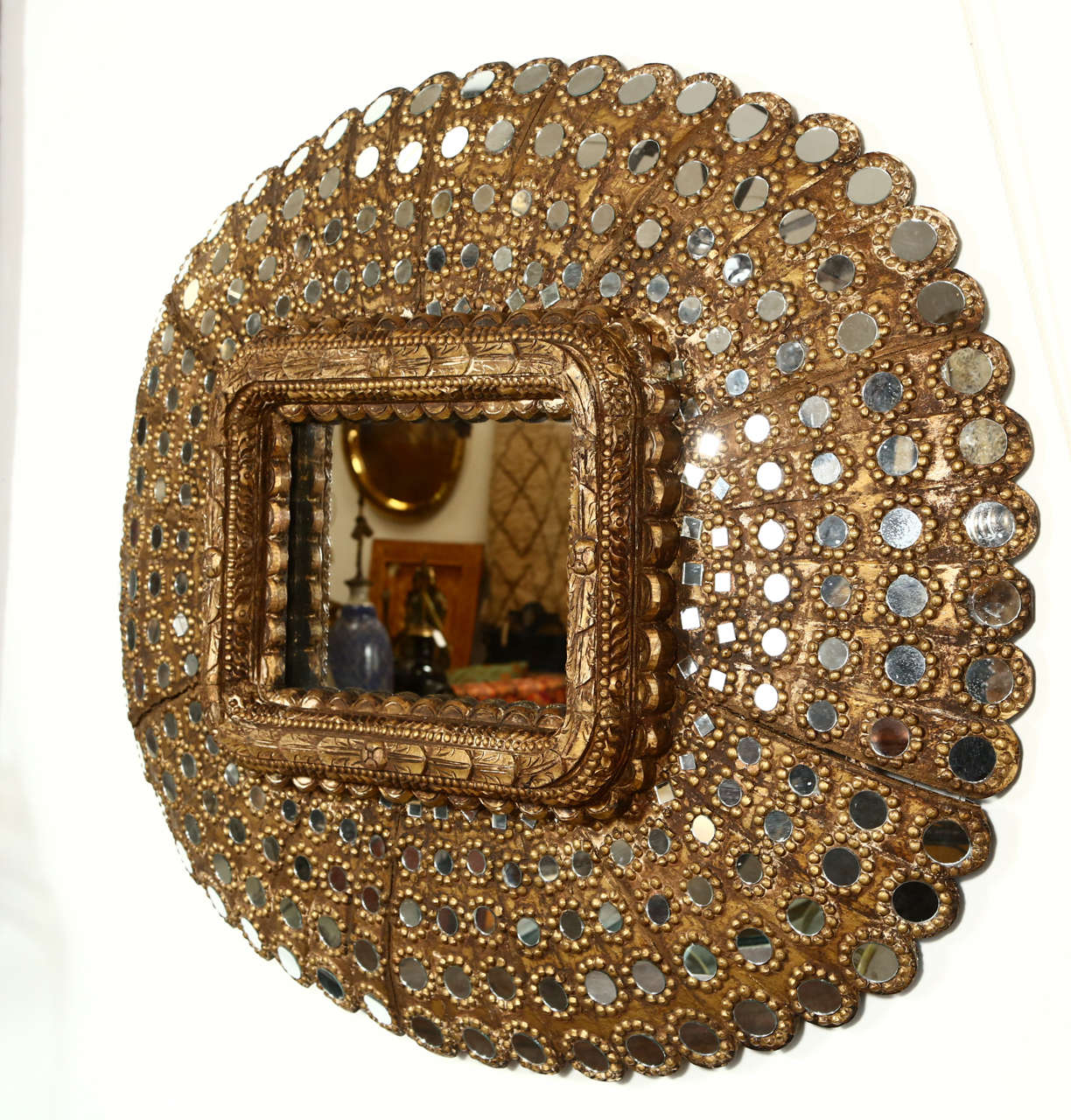 Inlay Gilt Wood Peacock Mirror