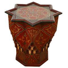 Moroccan Hand-Painted Side Table, Maroon Color