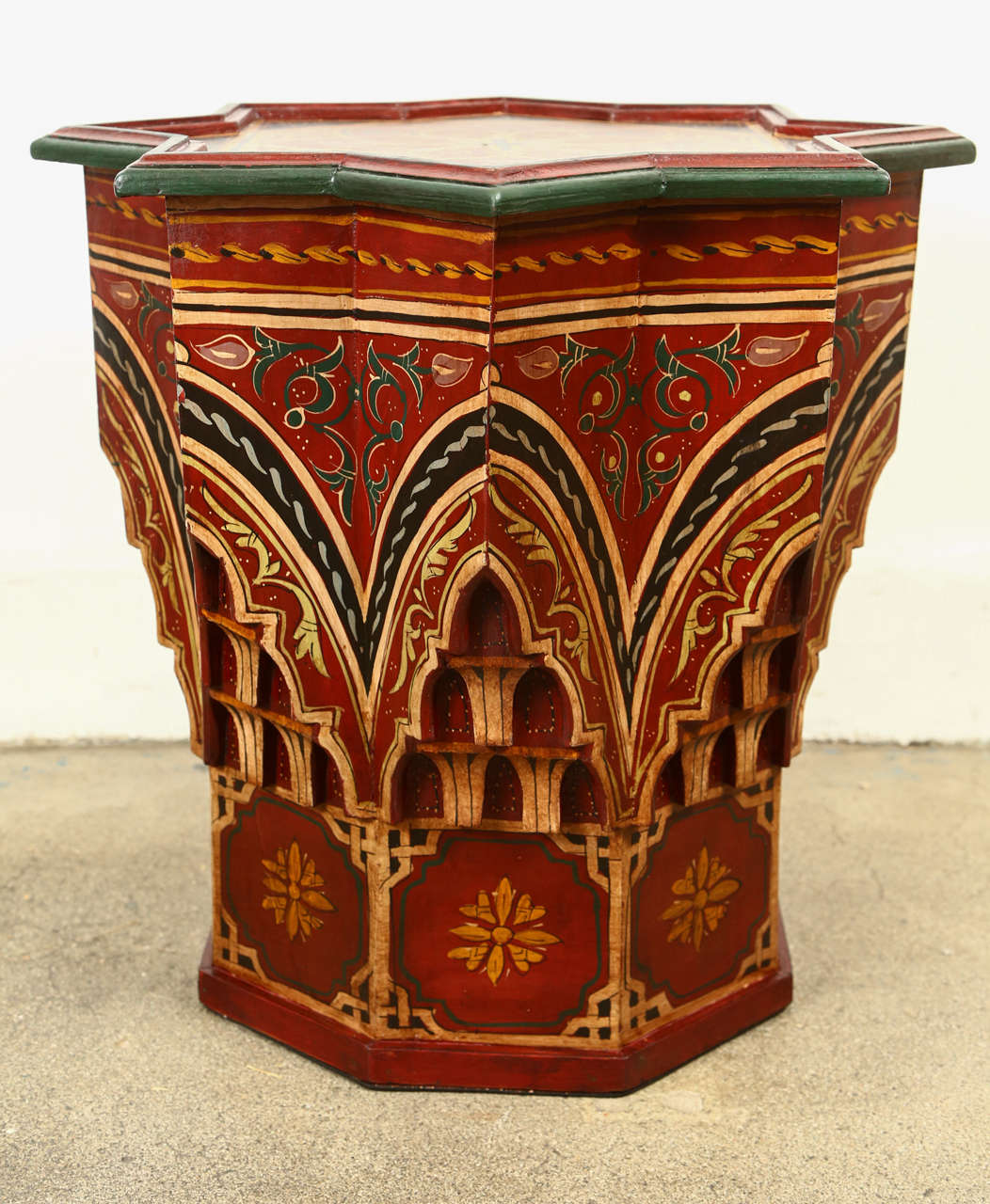 Moroccan Hand-Painted Side Table Maroon Color 1