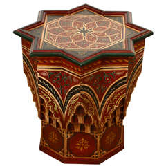 Moroccan Hand-Painted Side Table Maroon Color