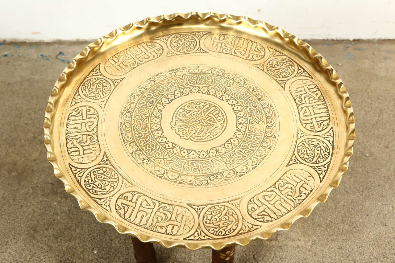 antique moroccan brass tray table