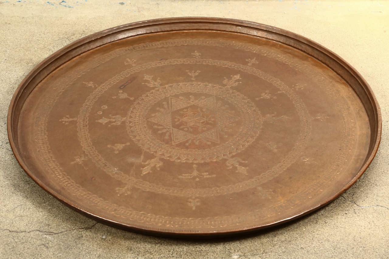 Turkish Bronze Round Tray 2