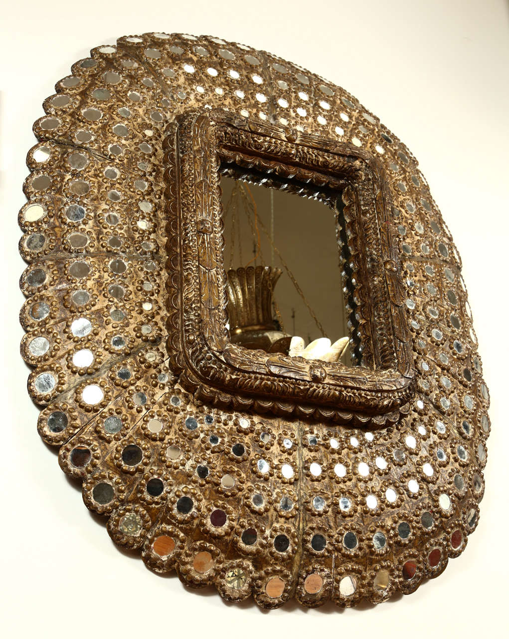 Hand-Carved Gilt Wood Moorish Peacock Mirror