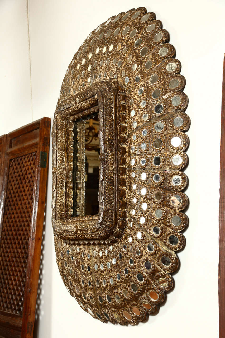 Gilt Wood Moorish Peacock Mirror In Good Condition In North Hollywood, CA