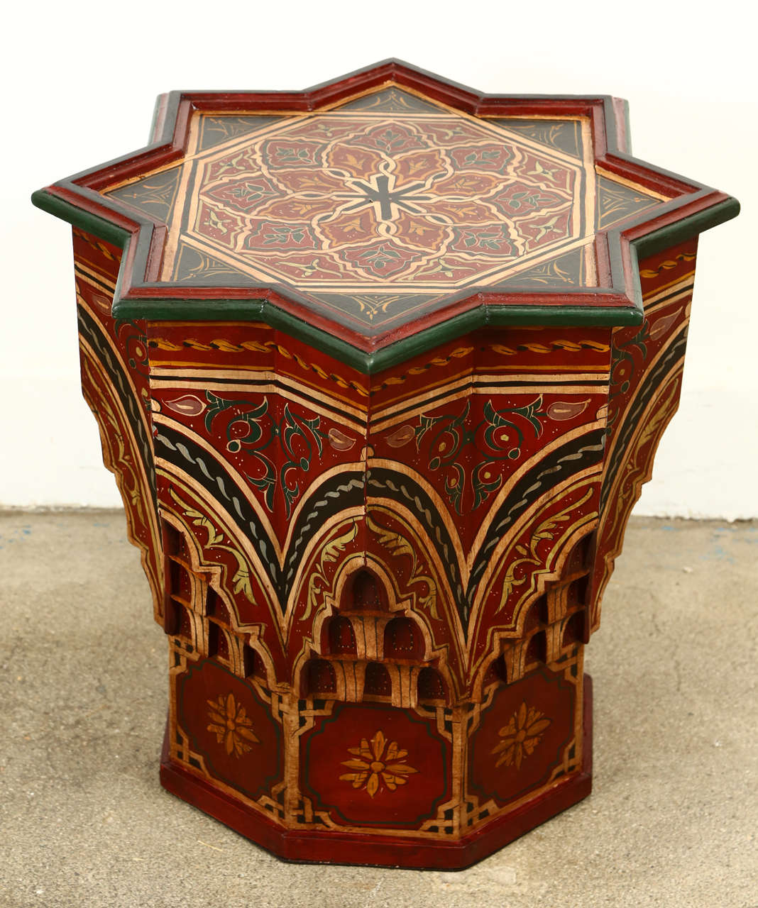 Moroccan HandPainted Side Table Maroon Color at 1stDibs maroon