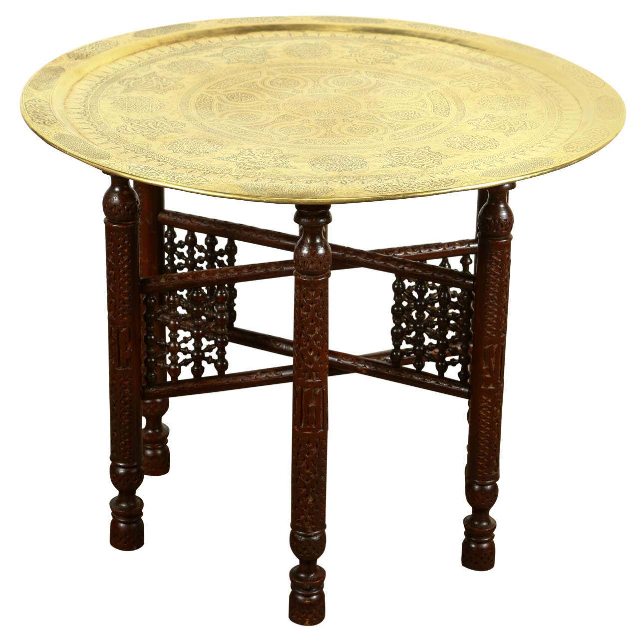 Arabic Side Table Antique Arabic Brass Tray Side Table at 1stDibs | arabic table, arab ...
