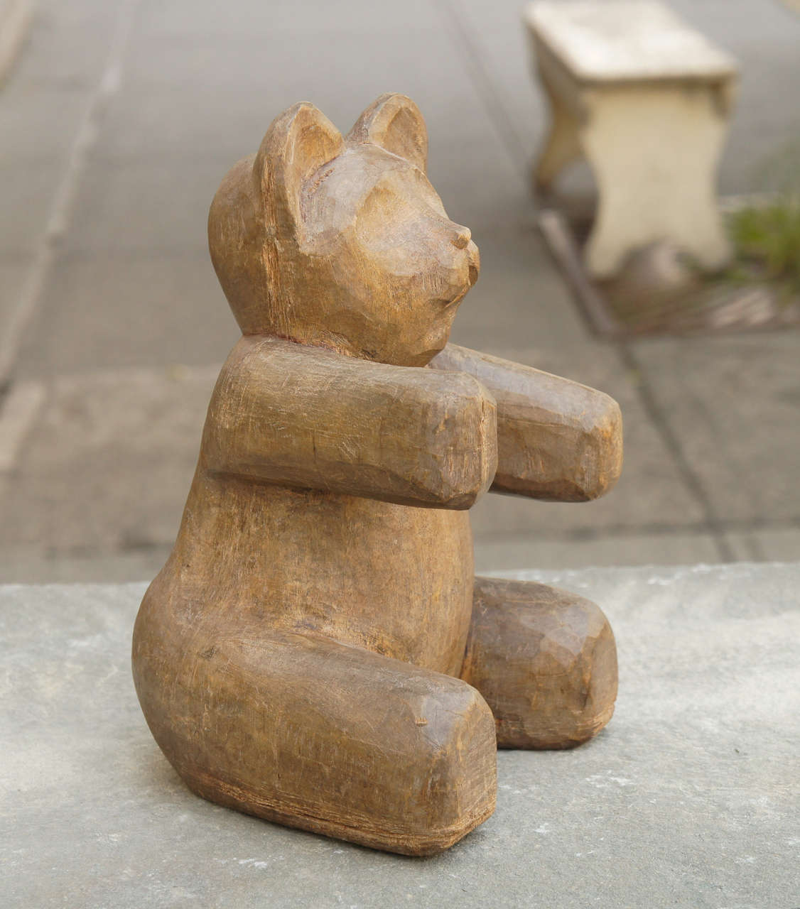 American Primitive Sitting Carved Wood Cat