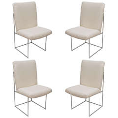 Set of 4 Milo Baughman Chrome Architectural Box Frame Dining Chairs /SALE 1