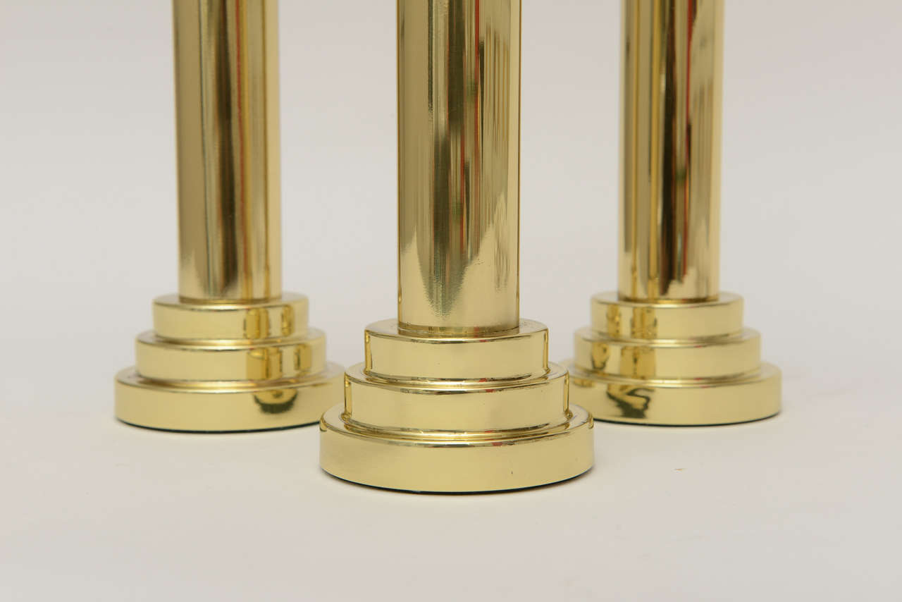 Trio of Graduated Polished Brass Sculptural Candlesticks / SATURDAY SALE 1