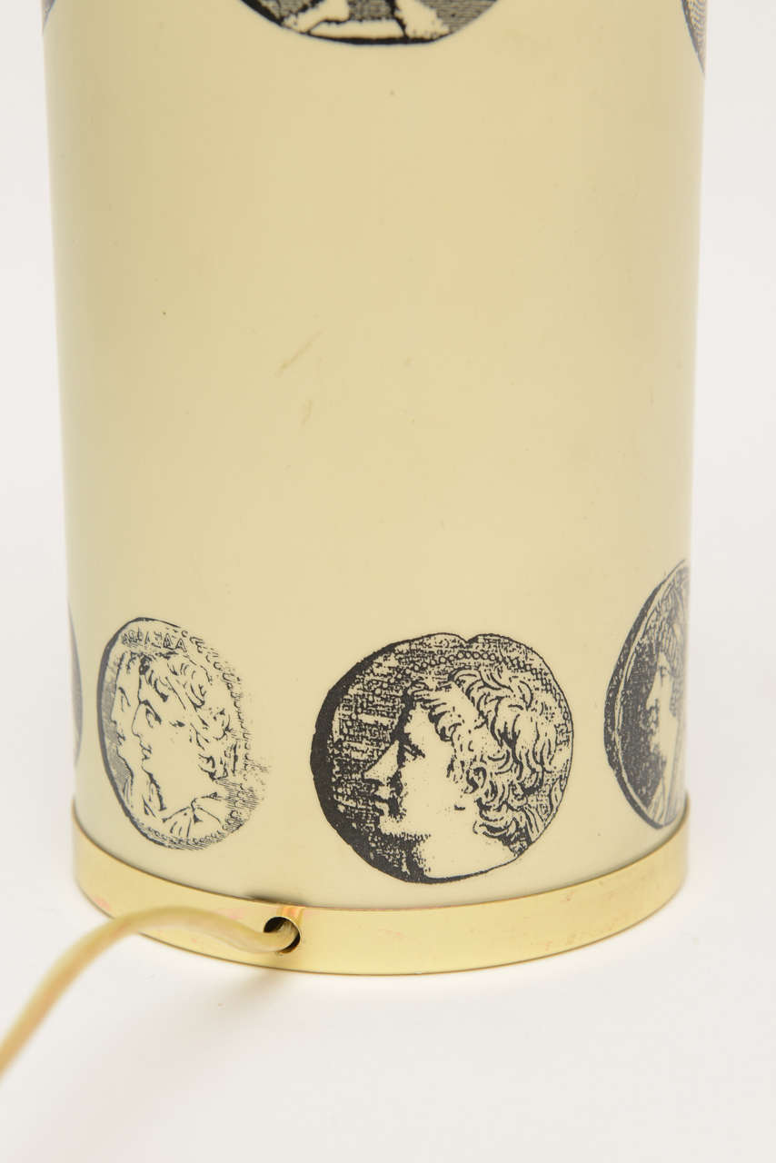 Piero Fornasetti Enameled Metal and Brass Cameo Table or Desk Lamp Midcentury 1