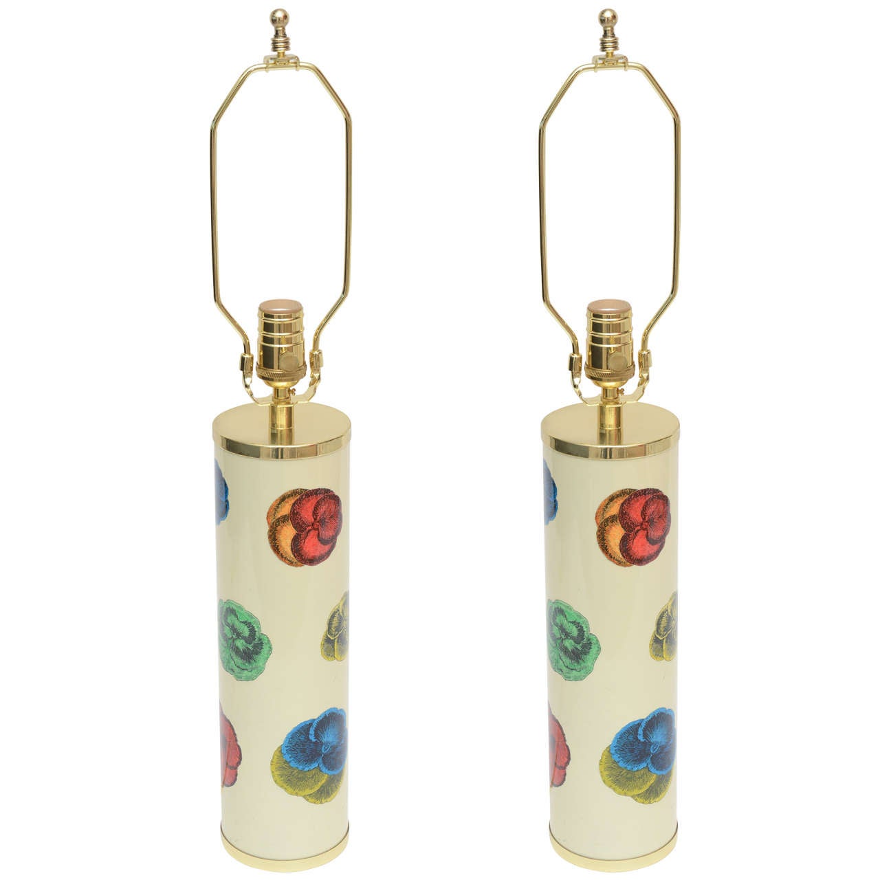 Pair of Italian Piero Fornasetti "Violet Flower" Table Lamps