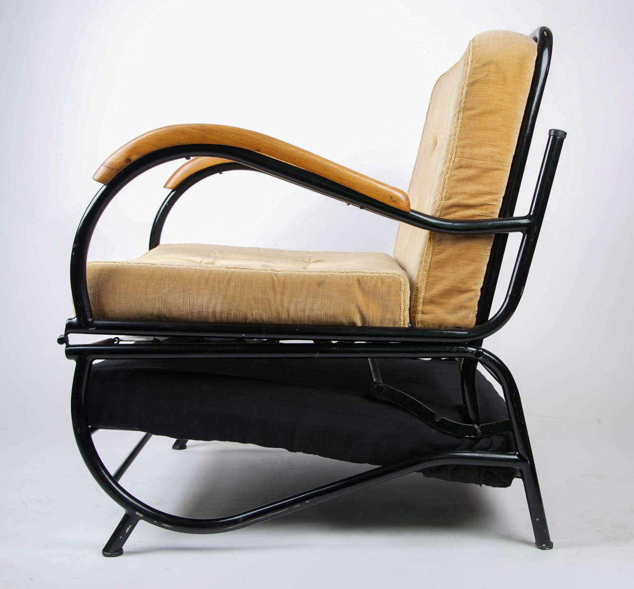 French 1935-40 recliner bed armchair