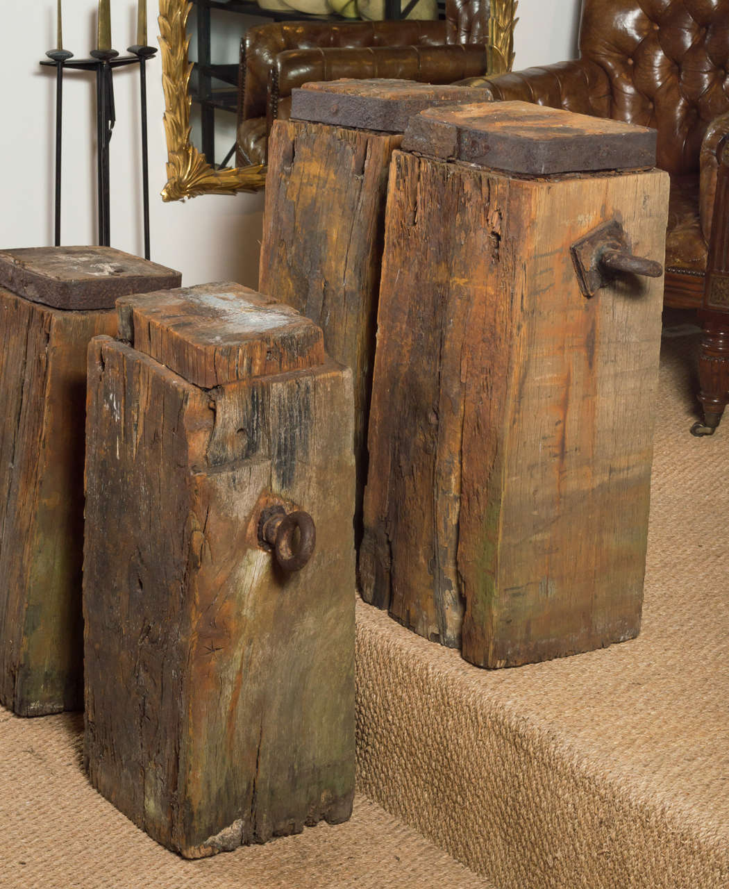 French Set of Four Wooden Fragments