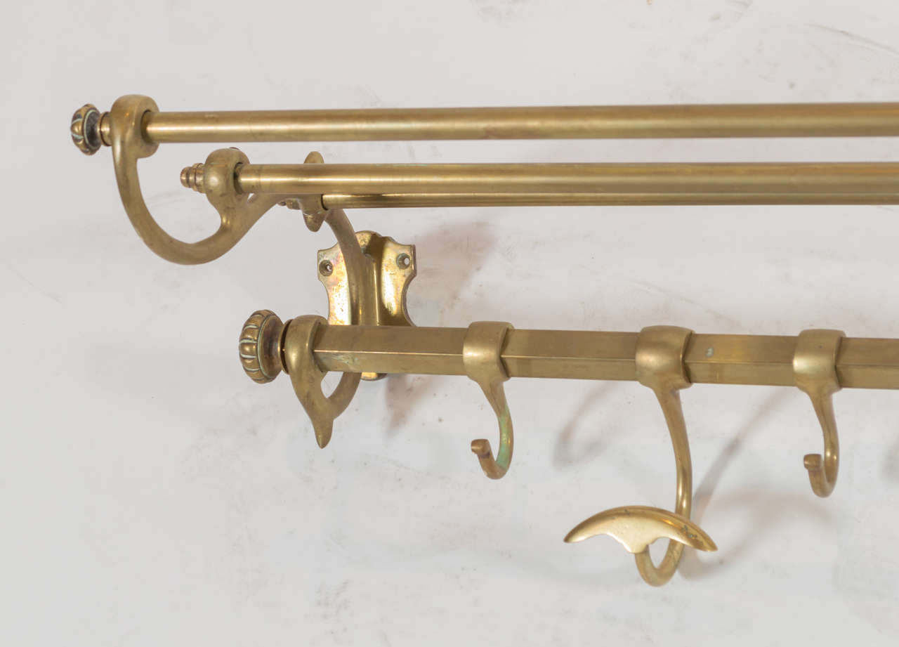 French Large Brass Coat Rack