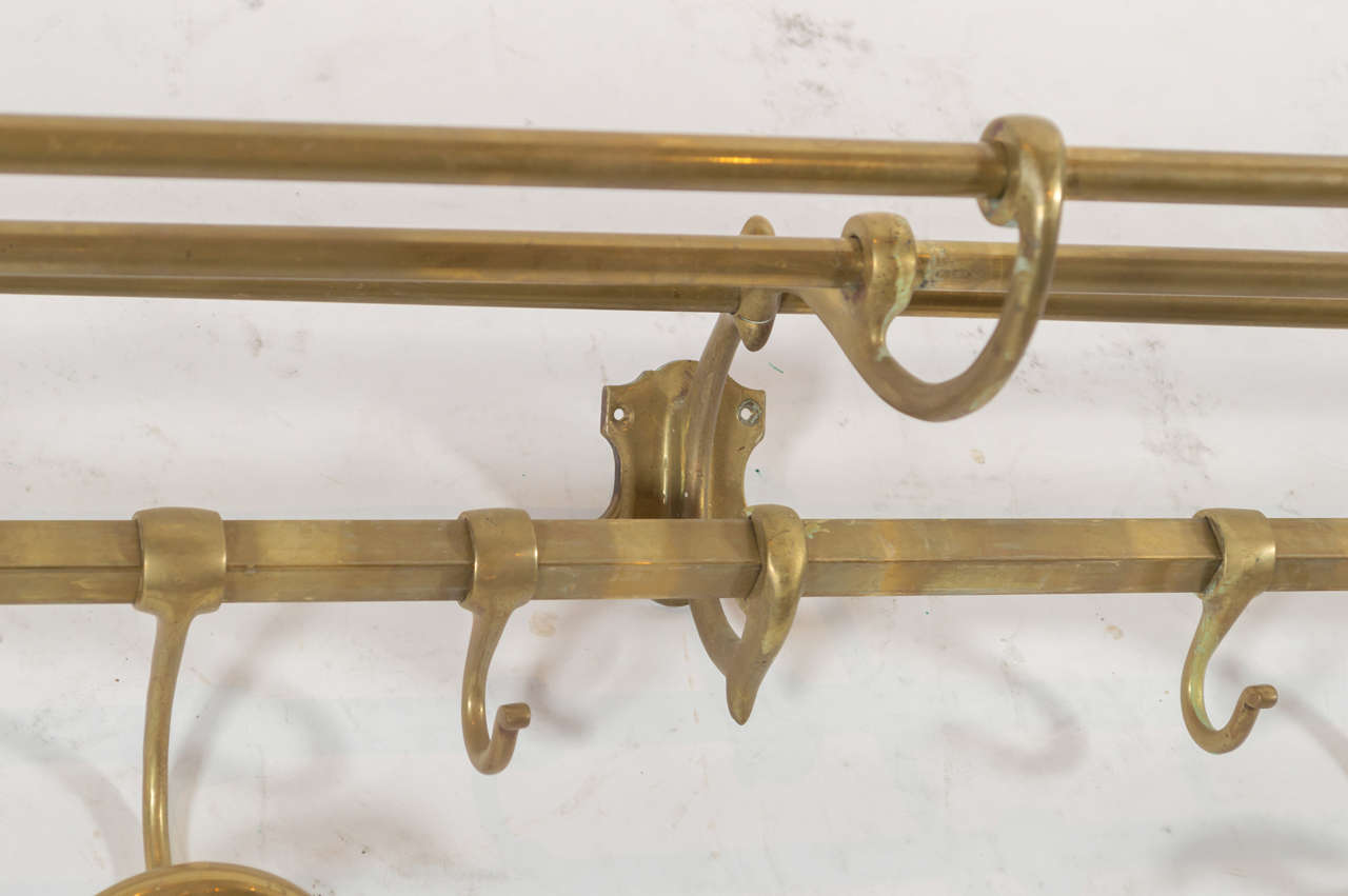 20th Century Large Brass Coat Rack