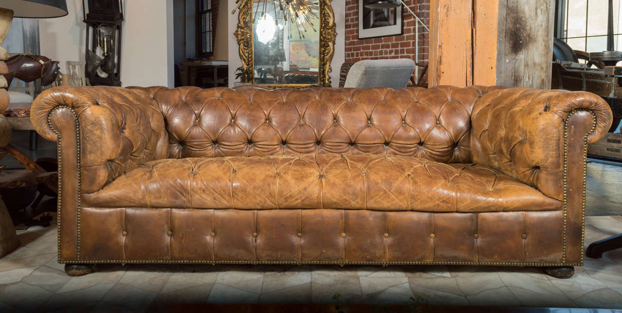 French Chesterfield Sofa In Fair Condition In San Francisco, CA