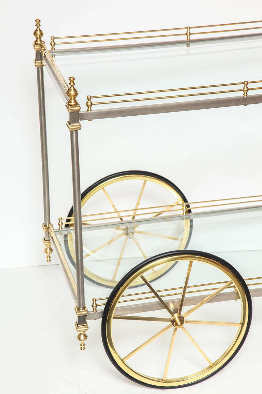 Mid-Century Modern Brass and Chrome Bar Cart