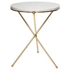 Tripod Brass and Marble Side Table