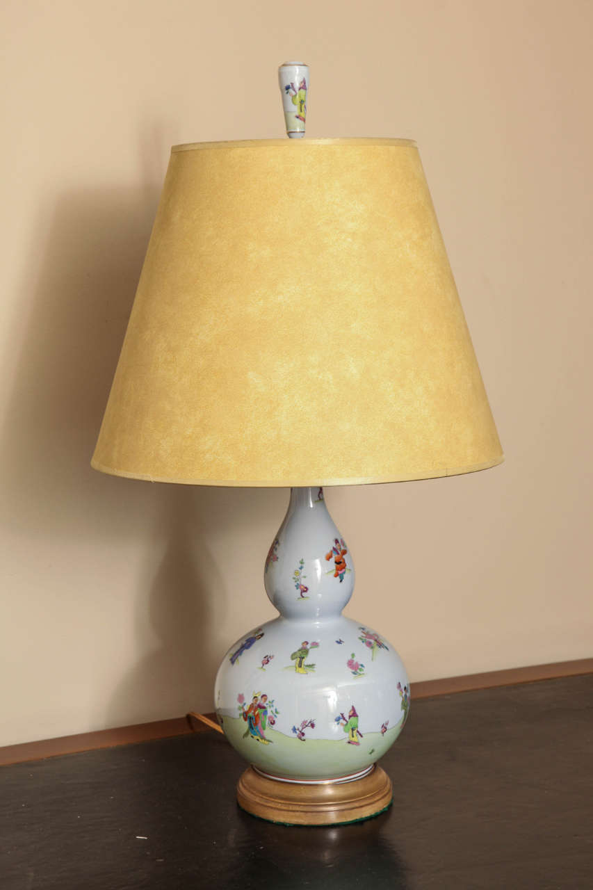 Pair of Herend Double Gourd Lamps