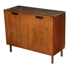 Midcentury Marble-Top Bar Cabinet