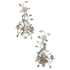 Vintage Bagues Mirrored and Glass Parakeet Sconces