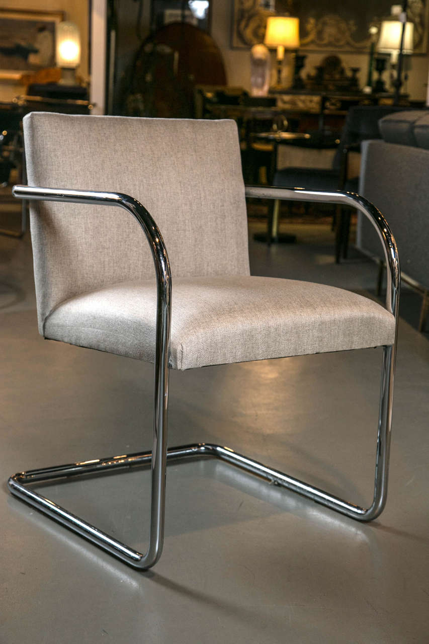 Mid-Century Modern Meis Van der Rohe Chrome Armchairs For Sale