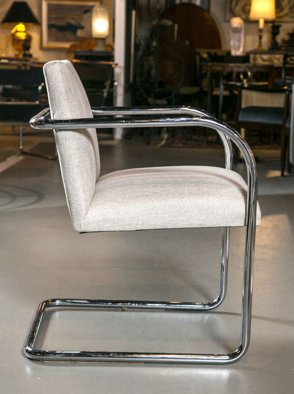 Late 20th Century Meis Van der Rohe Chrome Armchairs For Sale