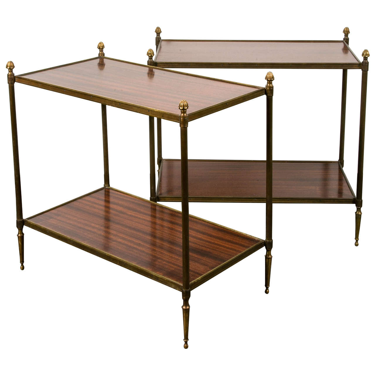 Pair of Mahogany and Brass Side Tables