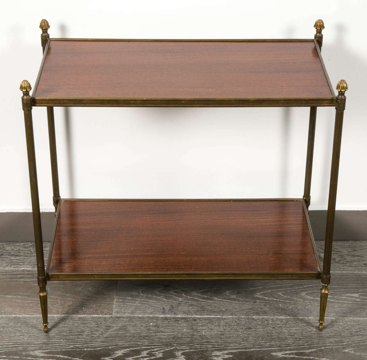 Mid-20th Century Pair of Mahogany and Brass Side Tables