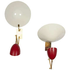 Pair of Double Shade Deflector Sconces from Italy