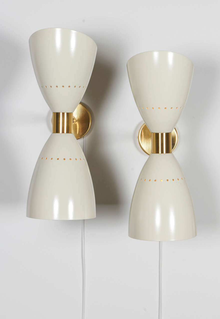 Pair of Italian Dual Shade Articulating Wall Sconces