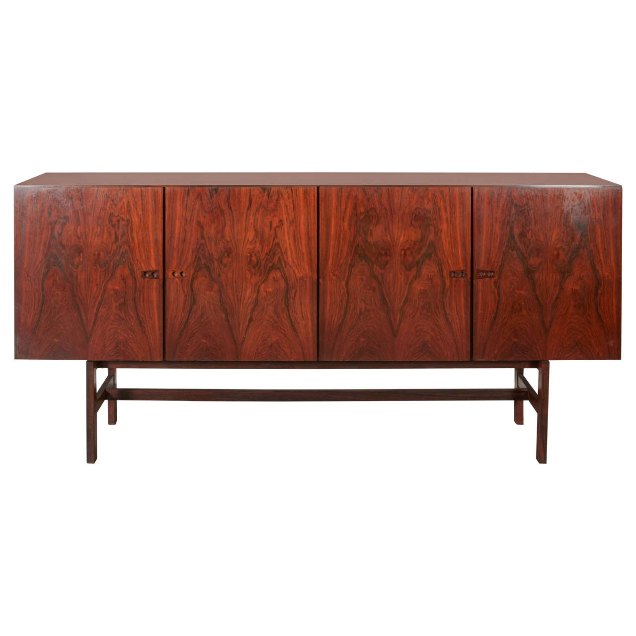 Kai Kristiansen Attributed Bookmatched Grain Rosewood Sideboard, Denmark 1960s