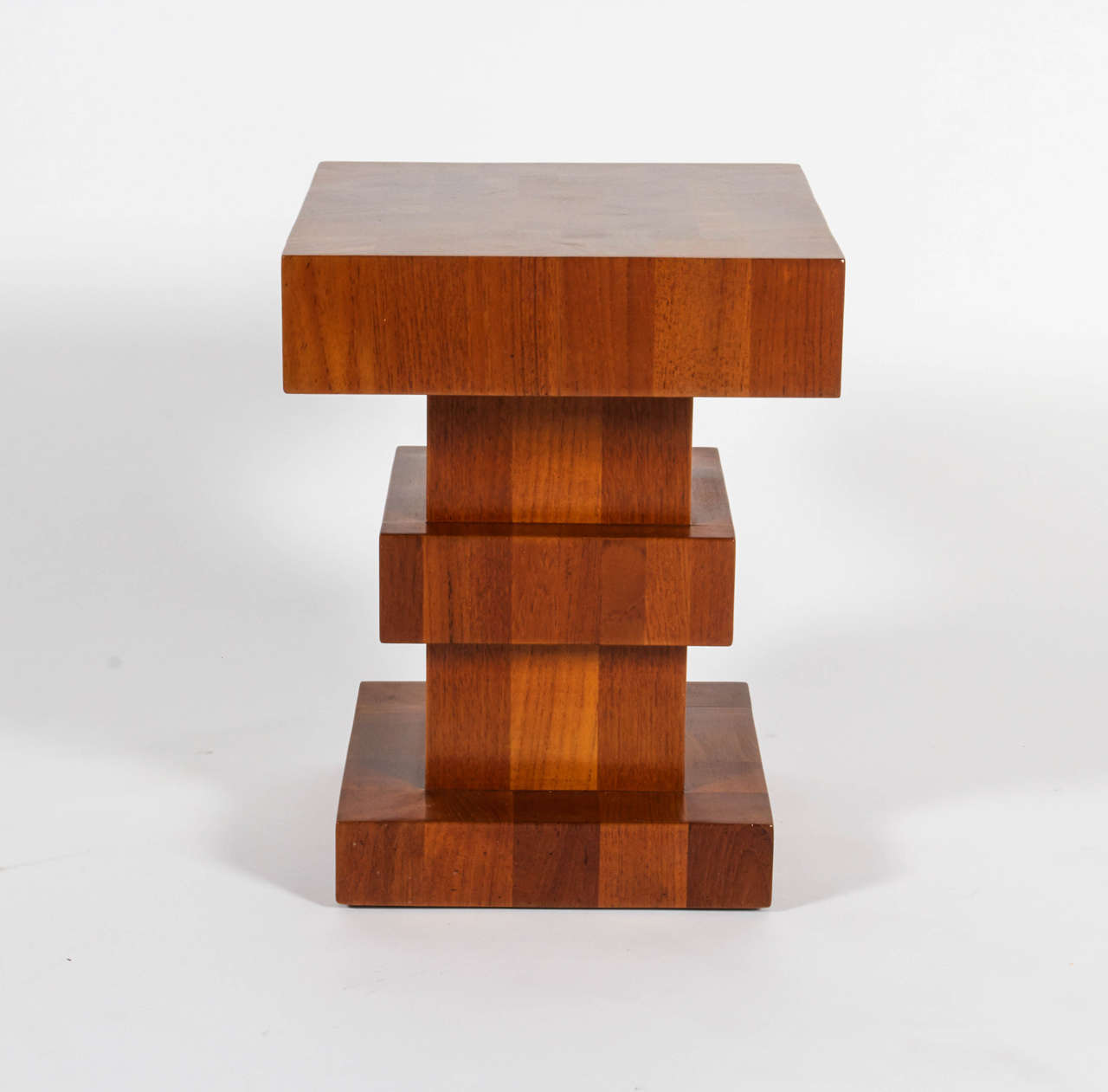 Unusual Wood Block Side Table, Signed "TSAO Hong Kong" For Sale at 1stdibs