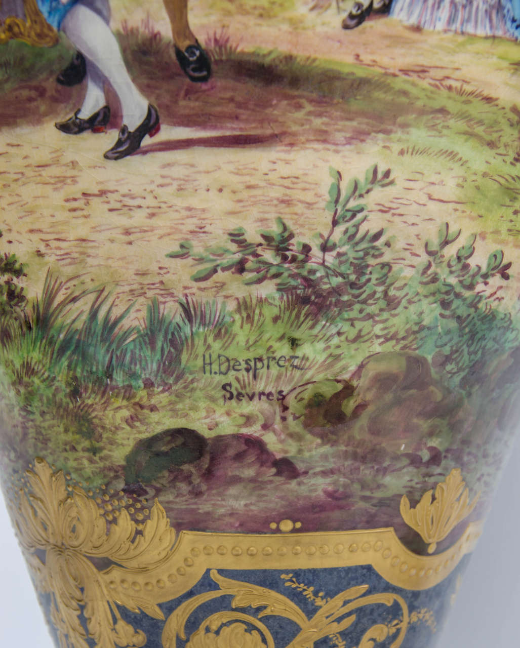 Hand-Painted Pair of Antique Sèvres Vases