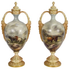Pair of Worcester Vases by John Stinton