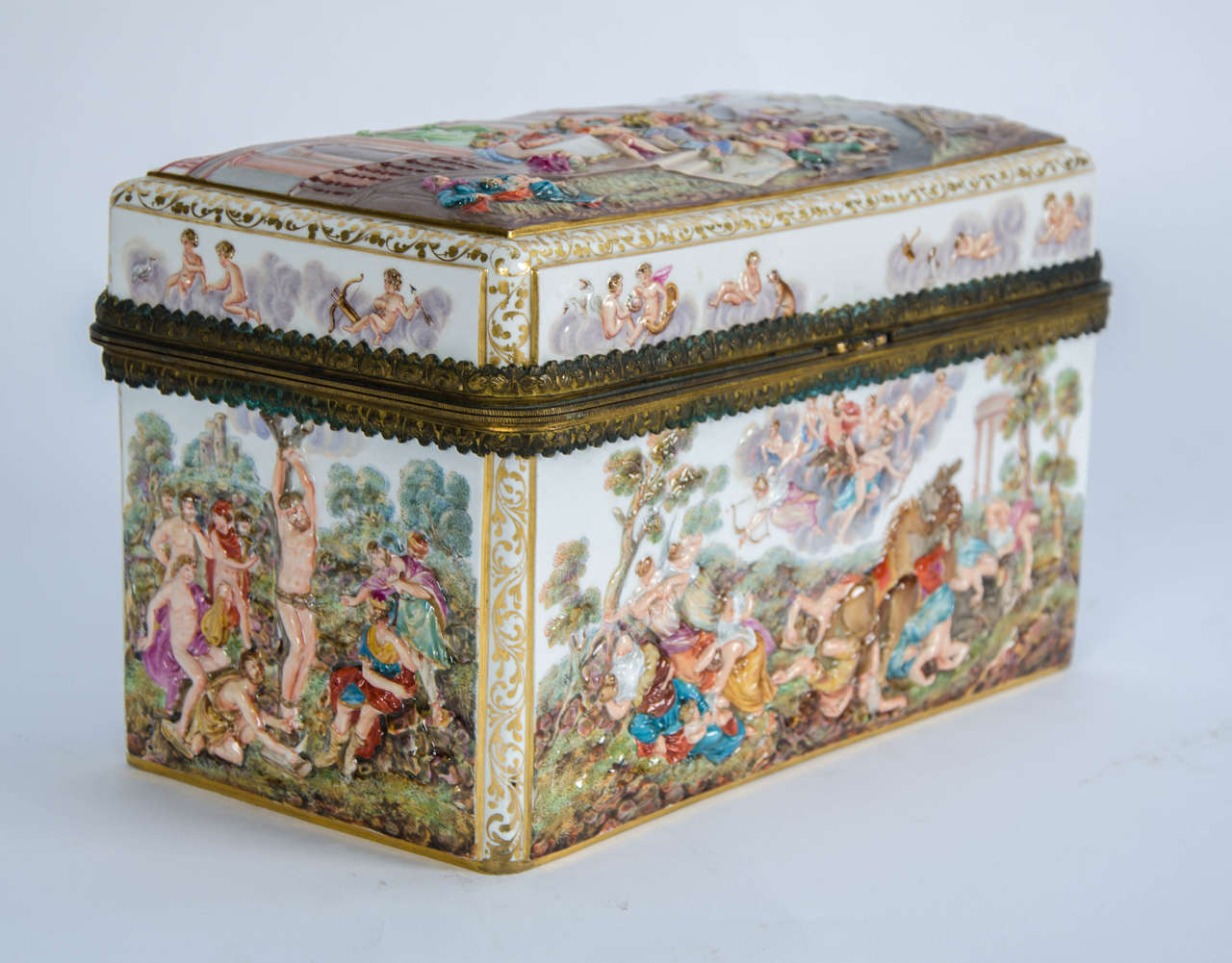 A rare, large and impressive mid-19th century classical Meissen Porcelain casket.